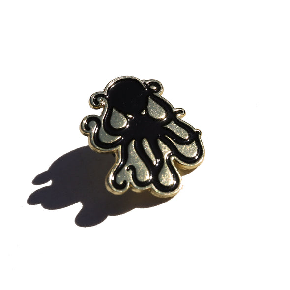 Octopus Enamel Pin - Gold/Black