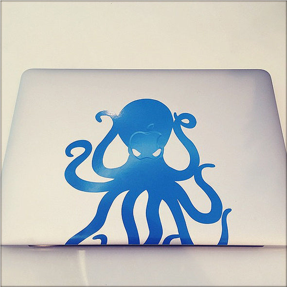 8" Cyan Vinyl Octopus Sticker