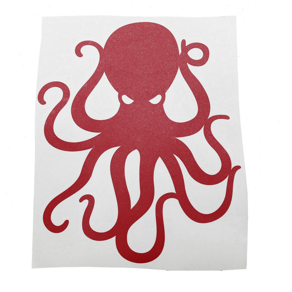 8" Red Vinyl Octopus Sticker