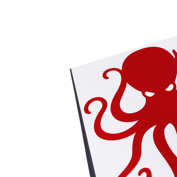 8" Red Vinyl Octopus Sticker