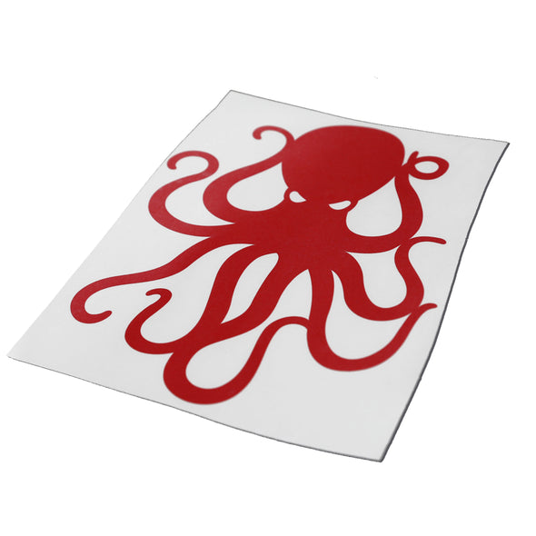 8" Red Vinyl Octopus Sticker