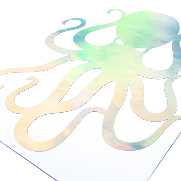 8" Holographic Vinyl Octopus Sticker
