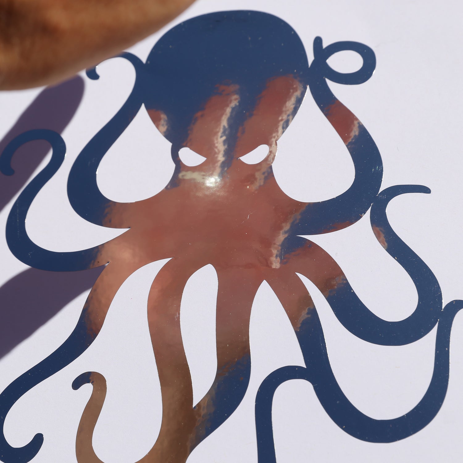 8" Silver Chrome Vinyl Octopus Sticker