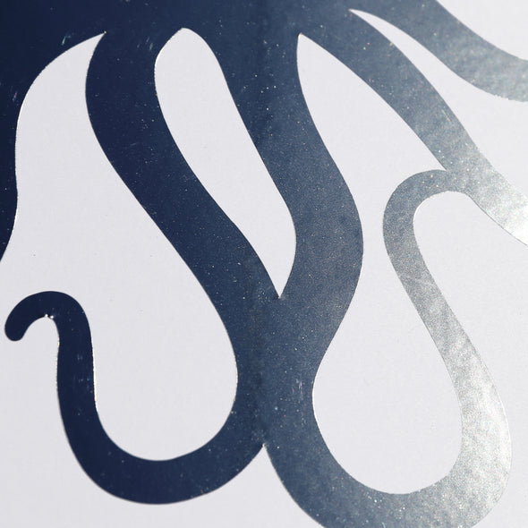 8" Silver Chrome Vinyl Octopus Sticker