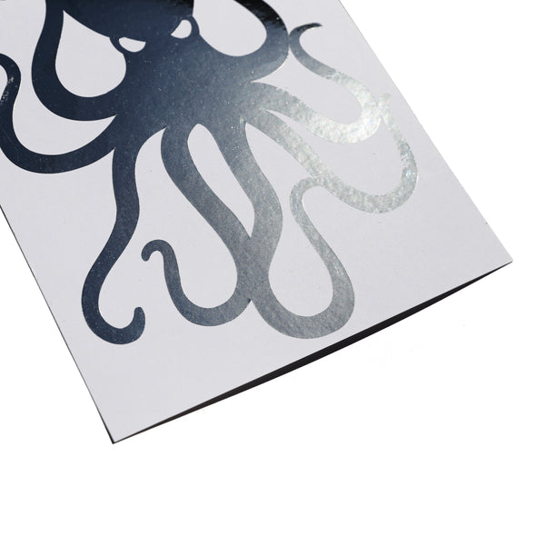 8" Silver Chrome Vinyl Octopus Sticker