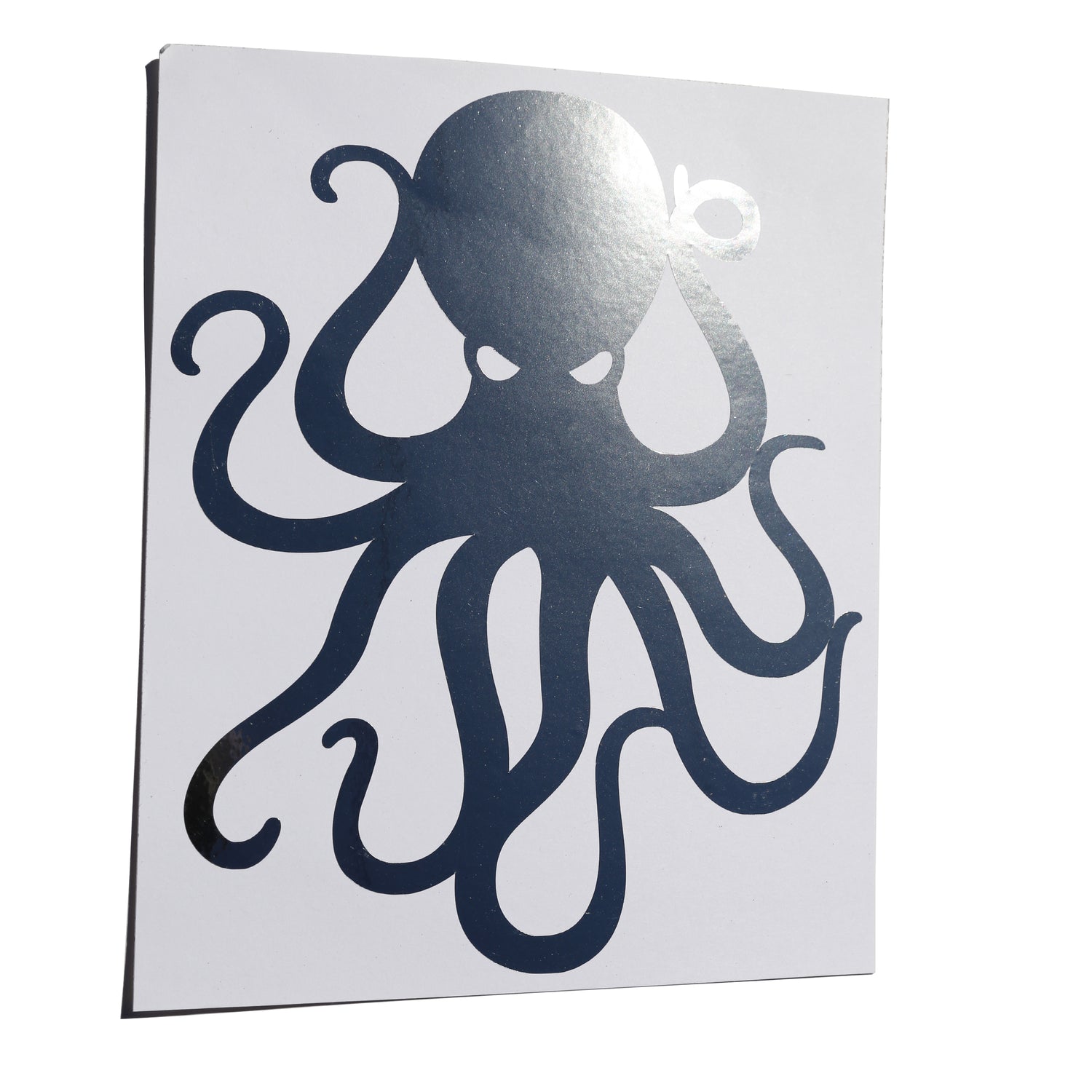 8" Silver Chrome Vinyl Octopus Sticker