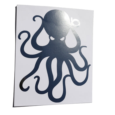 8" Silver Chrome Vinyl Octopus Sticker