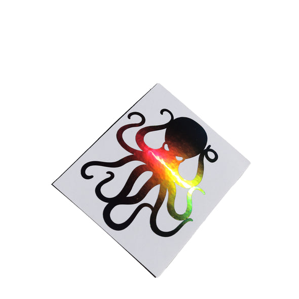 4" Black Holographic Vinyl Octopus Sticker