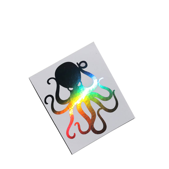 4" Black Holographic Vinyl Octopus Sticker