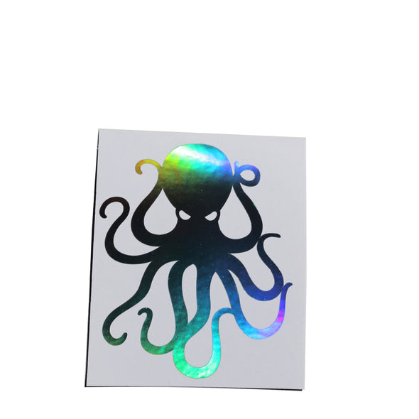 4" Black Holographic Vinyl Octopus Sticker