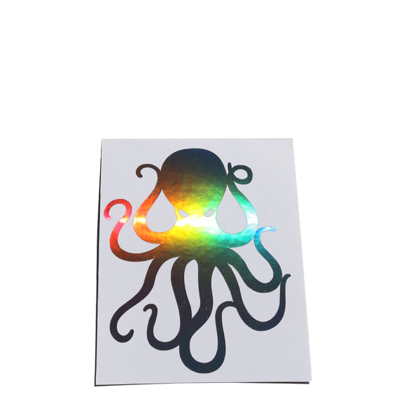 4" Black Holographic Vinyl Octopus Sticker