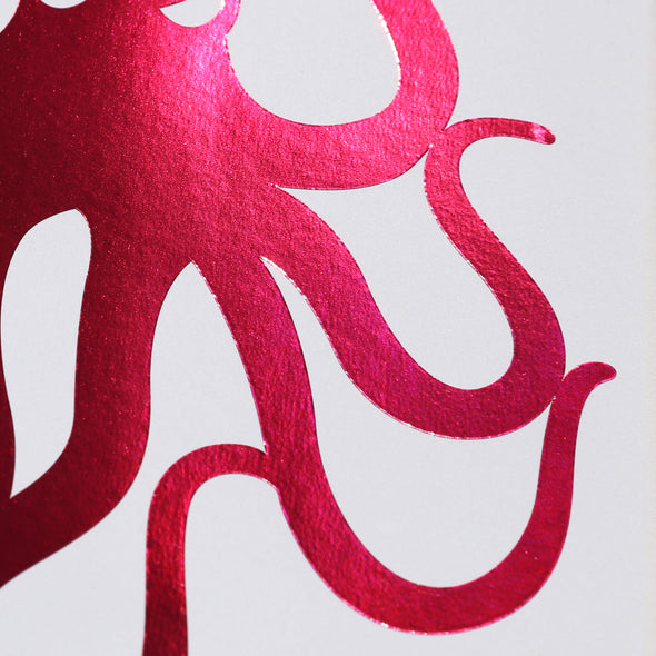 8" Metallic Rose Vinyl Octopus Sticker