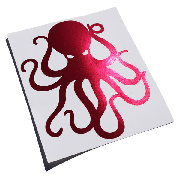 8" Metallic Rose Vinyl Octopus Sticker