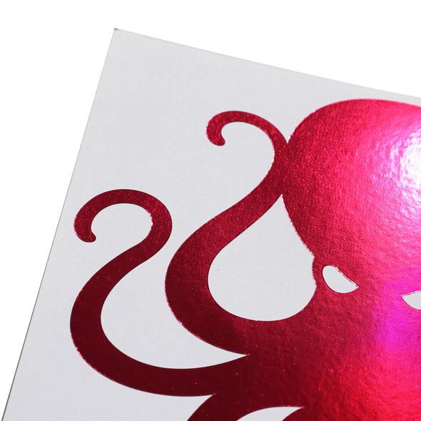 8" Metallic Rose Vinyl Octopus Sticker