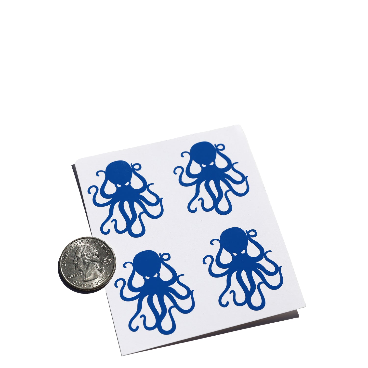 4Pack Blue Vinyl Octopus Sticker