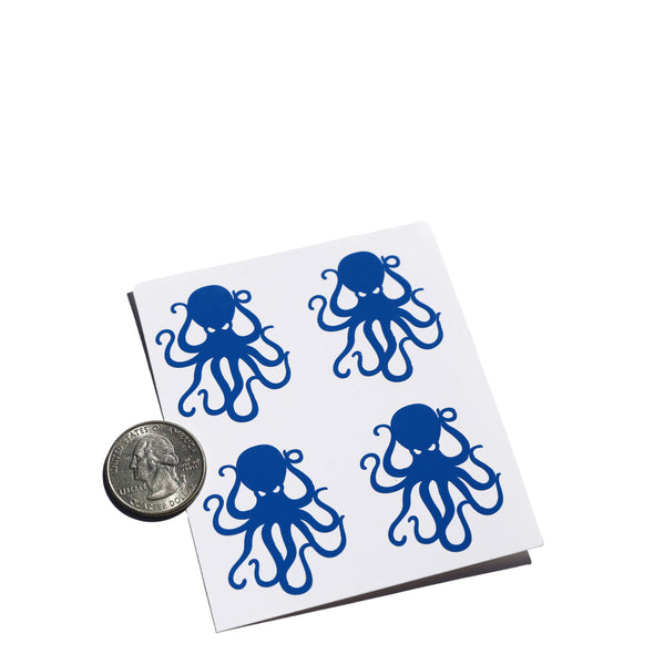 4Pack Blue Vinyl Octopus Sticker