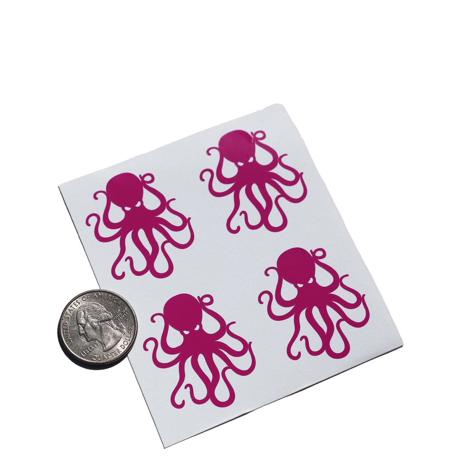 4Pack Fuchsia Pink Vinyl Octopus Sticker