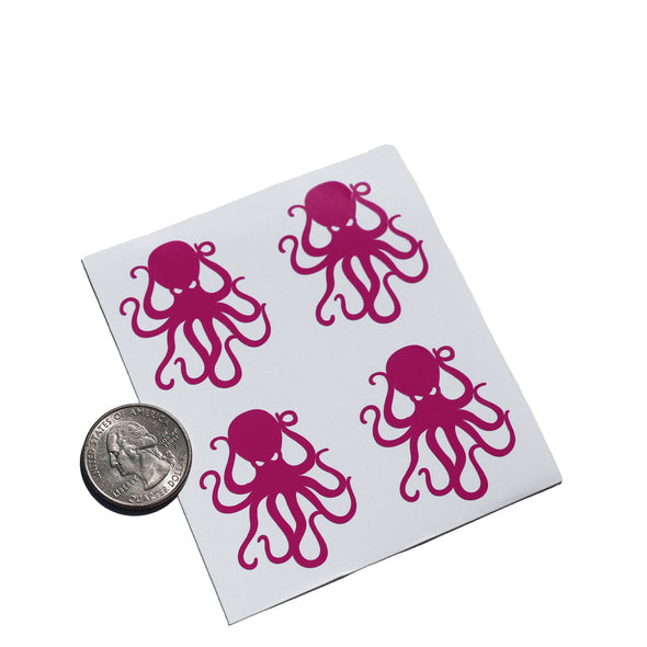 4Pack Fuchsia Pink Vinyl Octopus Sticker