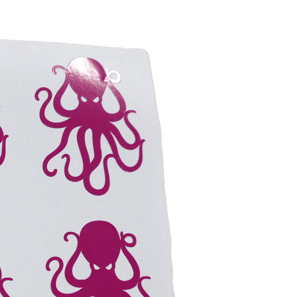 4Pack Fuchsia Pink Vinyl Octopus Sticker