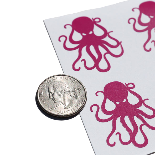 4Pack Fuchsia Pink Vinyl Octopus Sticker