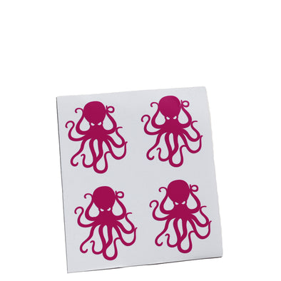 4Pack Fuchsia Pink Vinyl Octopus Sticker