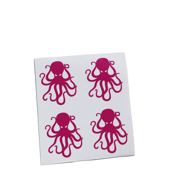 4Pack Fuchsia Pink Vinyl Octopus Sticker