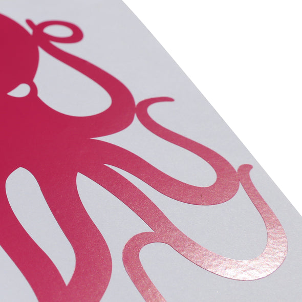 4" Fuchsia Pink Vinyl Octopus Sticker
