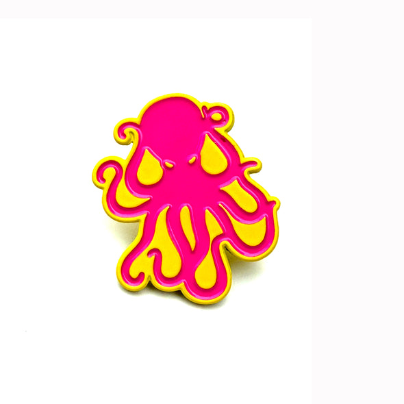 Octopus Enamel Pin - Pink/Yellow