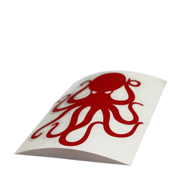 4" Red Vinyl Octopus Sticker