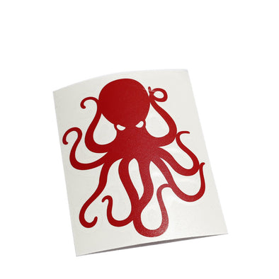 4" Red Vinyl Octopus Sticker