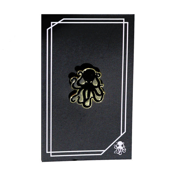 Octopus Enamel Pin - Gold/Black