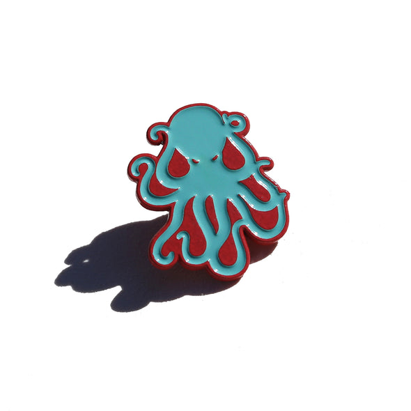 Octopus Enamel Pin - Red/Blue