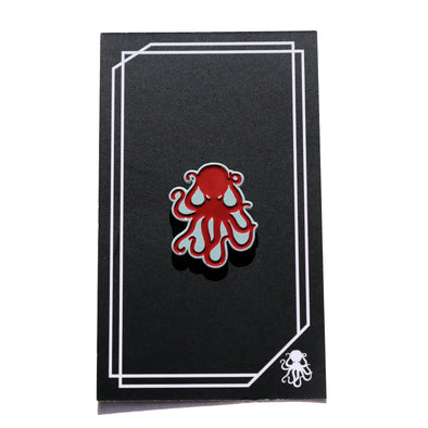 Octopus Enamel Pin - Light Blue/Red