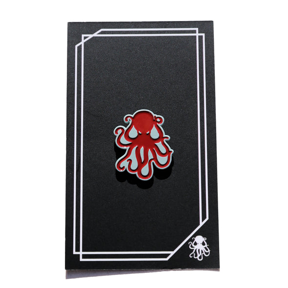 Octopus Enamel Pin - Light Blue/Red