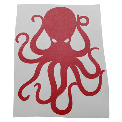 8" Red Vinyl Octopus Sticker