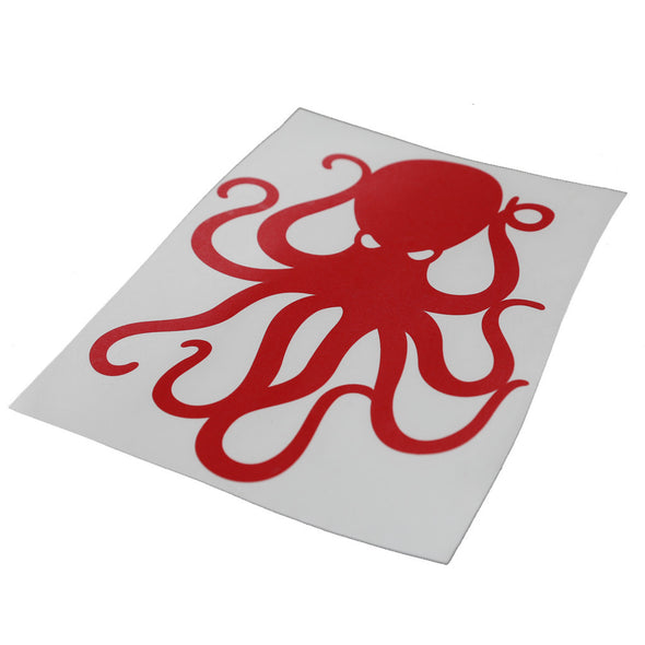 8" Red Vinyl Octopus Sticker