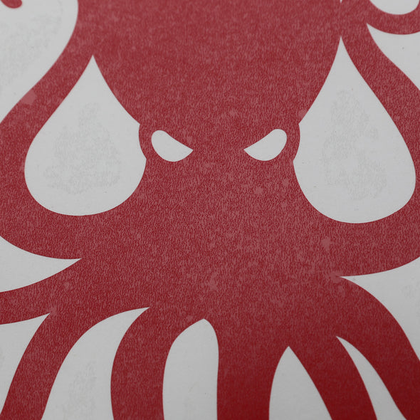 8" Red Vinyl Octopus Sticker