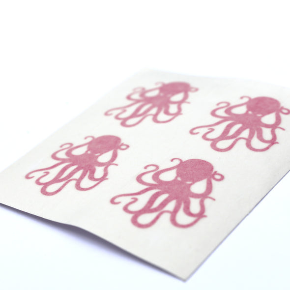 4Pack Pink Vinyl Octopus Sticker