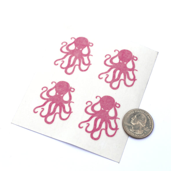 4Pack Pink Vinyl Octopus Sticker