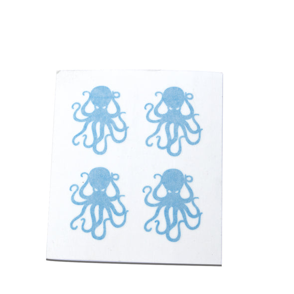 4Pack Cyan Vinyl Octopus Sticker