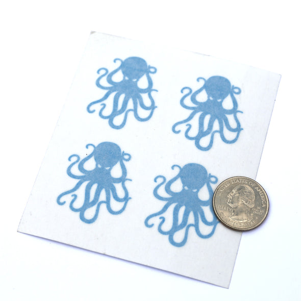 4Pack Cyan Vinyl Octopus Sticker