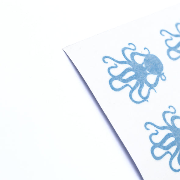 4Pack Cyan Vinyl Octopus Sticker