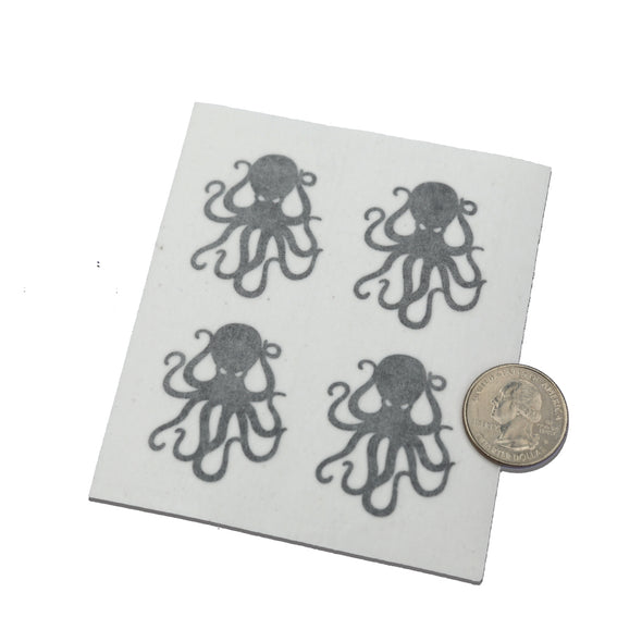 4Pack Black Vinyl Octopus Sticker