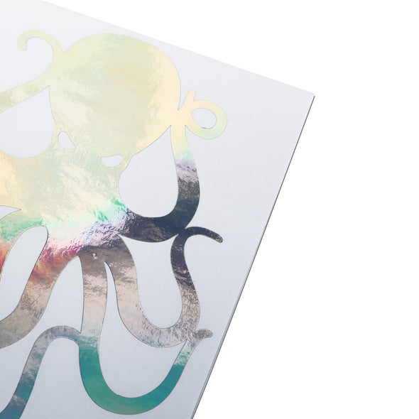 8" Holographic Vinyl Octopus Sticker