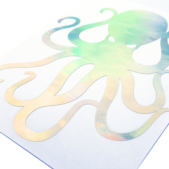 8" Holographic Vinyl Octopus Sticker