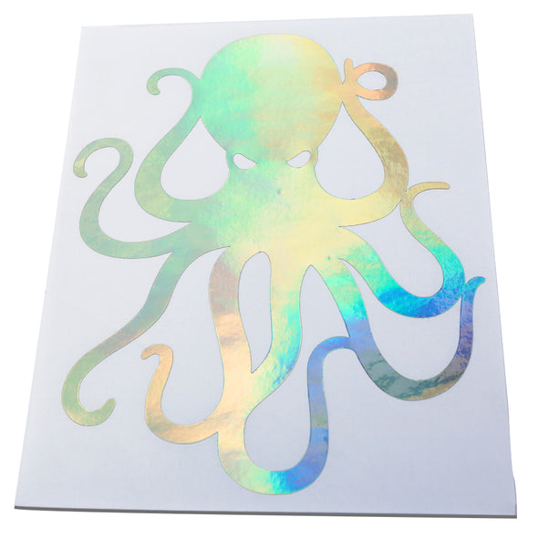 8" Holographic Vinyl Octopus Sticker