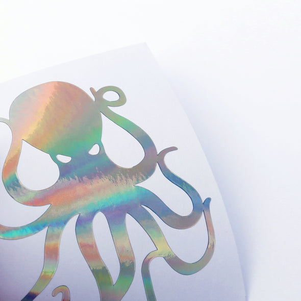 8" Holographic Vinyl Octopus Sticker