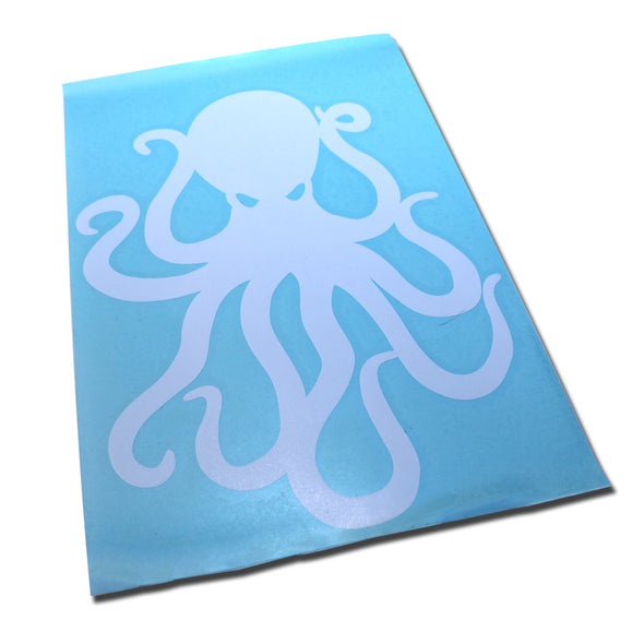 8" White Vinyl Octopus Sticker